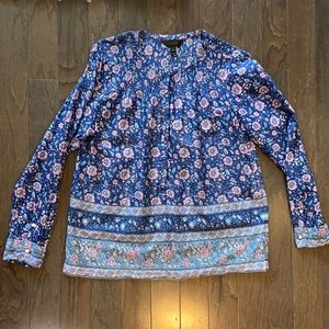 J. Crew Voile Floral Popover Top Blue 6